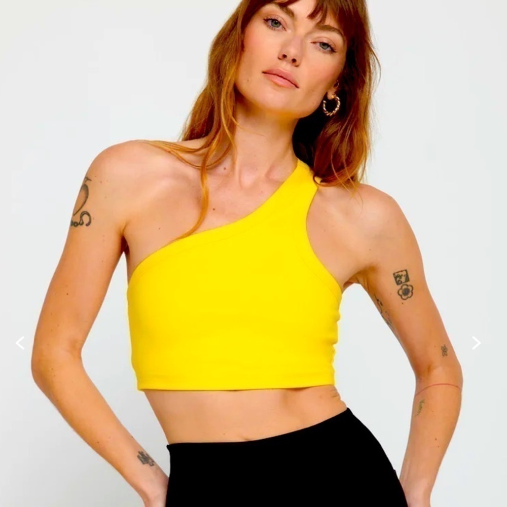 Spiritual Gangster One Shoulder Yellow Tank top bra
